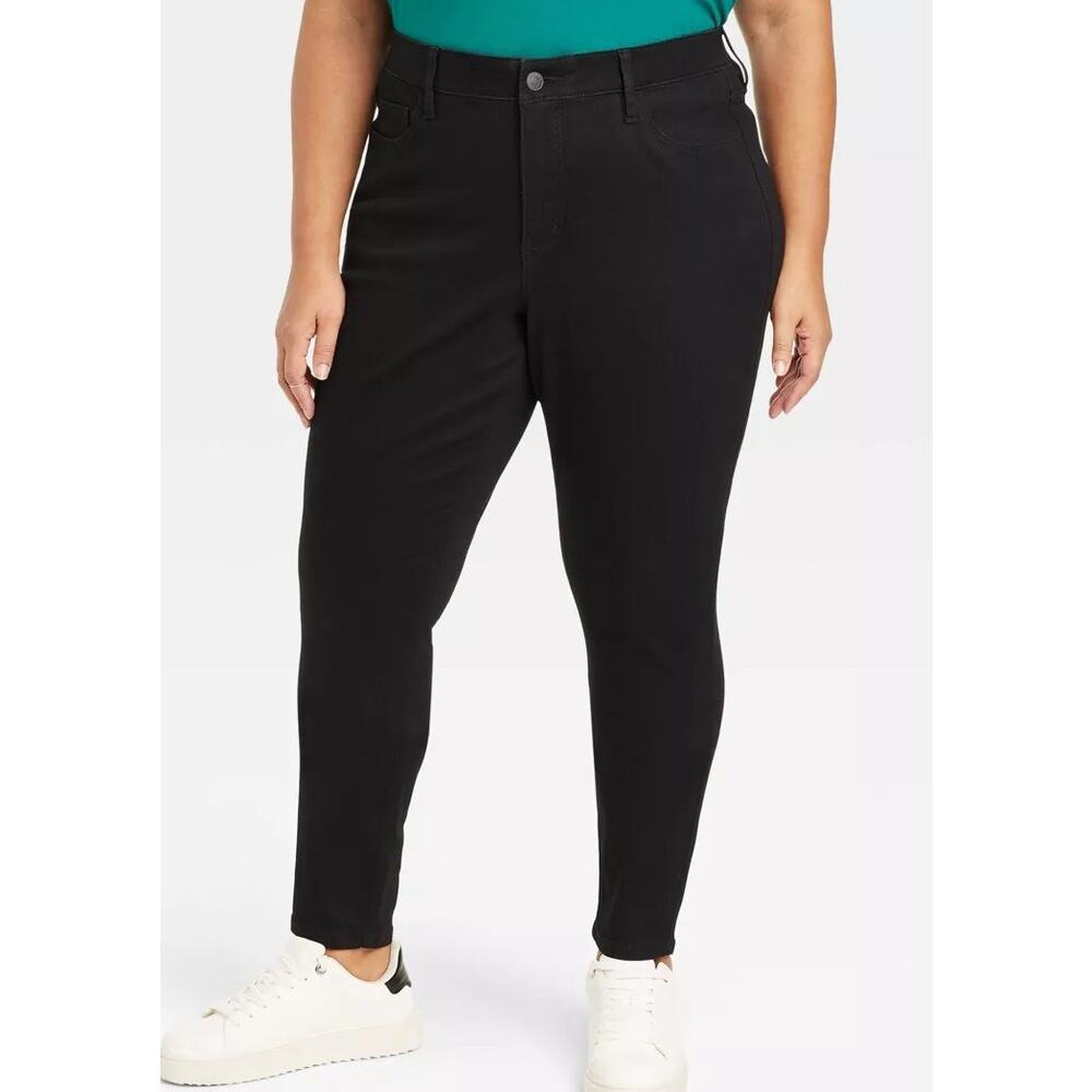 Ava‎ & Viv High-Rise Skinny Jeans Pants Womens 26W Black Stretch Plus Denim NWT